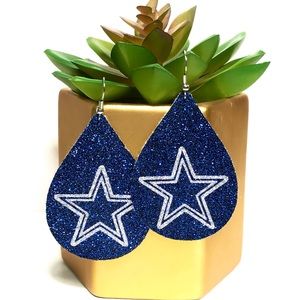 Dallas Cowboys Glitter Teardrop Earrings